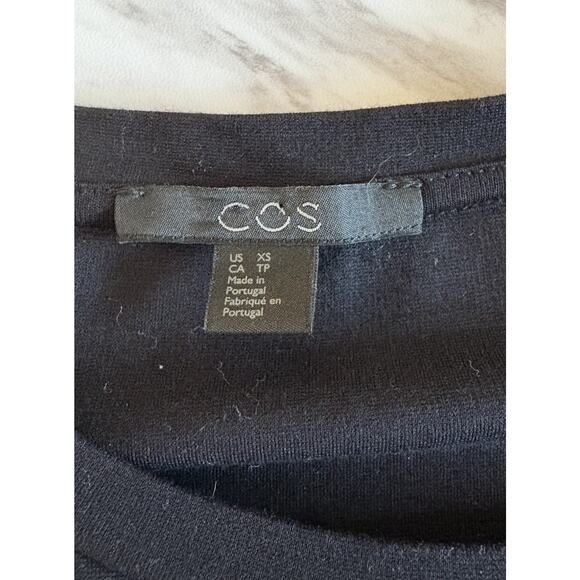 COS Double Layer Black Dress – XS Long Sleeve Fall Avante Garde Minimalist Chic - Picture 7 of 9